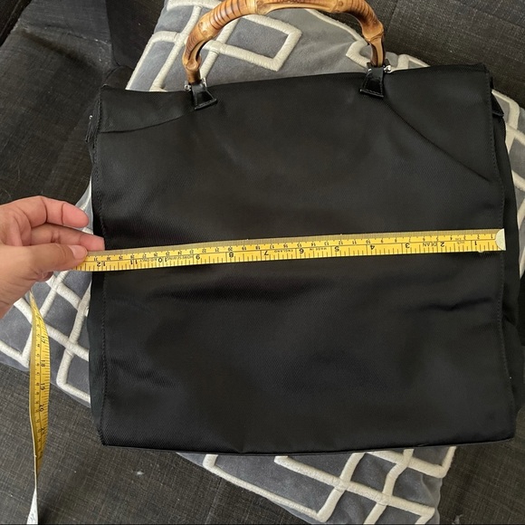 GUCCI 1990s Bamboo Nylon Canvas Bag Black - Picture 11 of 16